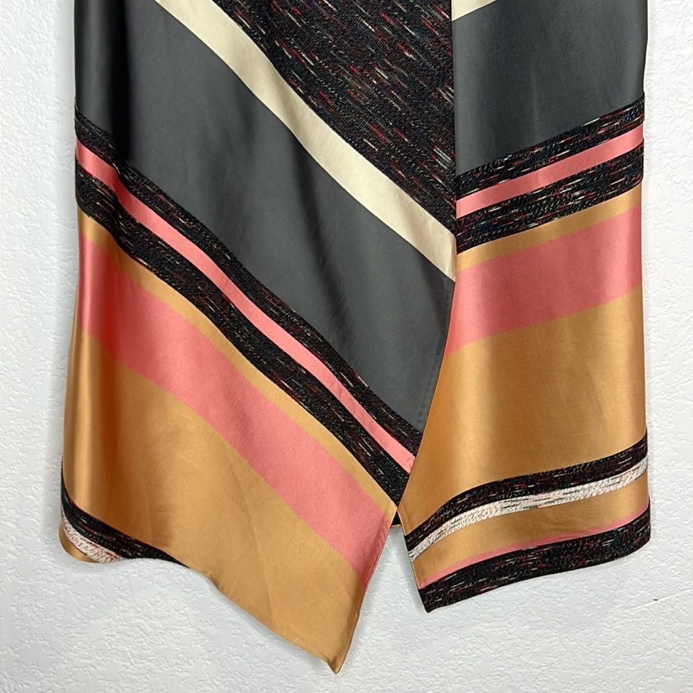 Asymmetrical Women's Skirt in Black, Pink, and Tan - Picture 6 of 16